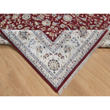 Load image into Gallery viewer, 9&#39;9&quot;x14&#39; Ruby Red, Nain with All Over Flower Pattern, 250 KPSI, Hand Knotted, Wool and Silk, Soft Pile, Oriental Rug FWR549654