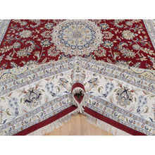 Load image into Gallery viewer, 10&#39;x14&#39;1&quot; Dahlia Red, Nain With Flower Medallion Design, Hand Knotted, 250 Kpsi, Wool And Silk, Soft Pile, Oriental Rug FWR549660