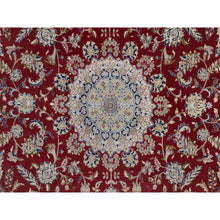 Load image into Gallery viewer, 10&#39;x14&#39;1&quot; Dahlia Red, Nain With Flower Medallion Design, Hand Knotted, 250 Kpsi, Wool And Silk, Soft Pile, Oriental Rug FWR549660