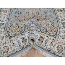 Load image into Gallery viewer, 6&#39;x9&#39;2&quot; Pigeon Blue, Nain with Flower Medallion Design, 250 KPSI, Wool and Silk, Hand Knotted, Soft Pile, Oriental Rug FWR549666