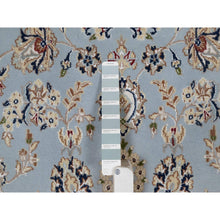 Load image into Gallery viewer, 6&#39;x9&#39;2&quot; Pigeon Blue, Nain with Flower Medallion Design, 250 KPSI, Wool and Silk, Hand Knotted, Soft Pile, Oriental Rug FWR549666