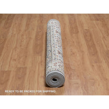 Load image into Gallery viewer, 6&#39;x9&#39;2&quot; Pigeon Blue, Nain with Flower Medallion Design, 250 KPSI, Wool and Silk, Hand Knotted, Soft Pile, Oriental Rug FWR549666