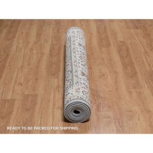 6'x9'2" Pigeon Blue, Nain with Flower Medallion Design, 250 KPSI, Wool and Silk, Hand Knotted, Soft Pile, Oriental Rug FWR549666