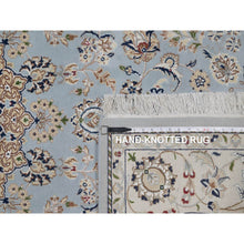 Load image into Gallery viewer, 6&#39;x9&#39;2&quot; Pigeon Blue, Nain With Flower Medallion Design, 250 Kpsi, Wool And Silk, Hand Knotted, Soft Pile, Oriental Rug FWR549666