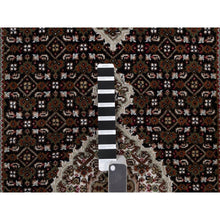 Load image into Gallery viewer, 2&#39;9&quot;x8&#39; Jade Black, Tabriz Mahi with Fish Medallion Design, 175 KPSI, Hand Knotted, 100% Wool, Runner, Oriental Rug FWR549672