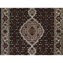 Load image into Gallery viewer, 2&#39;9&quot;x8&#39; Jade Black, Tabriz Mahi with Fish Medallion Design, 175 KPSI, Hand Knotted, 100% Wool, Runner, Oriental Rug FWR549672