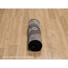 Load image into Gallery viewer, 2&#39;9&quot;x8&#39; Jade Black, Tabriz Mahi with Fish Medallion Design, 175 KPSI, Hand Knotted, 100% Wool, Runner, Oriental Rug FWR549672