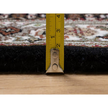 Load image into Gallery viewer, 2&#39;9&quot;x8&#39; Jade Black, Tabriz Mahi with Fish Medallion Design, 175 KPSI, Hand Knotted, 100% Wool, Runner, Oriental Rug FWR549672