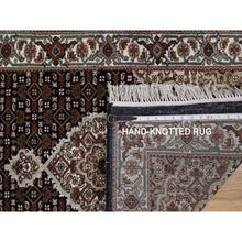Load image into Gallery viewer, 2&#39;9&quot;x8&#39; Jade Black, Tabriz Mahi with Fish Medallion Design, 175 KPSI, Hand Knotted, 100% Wool, Runner, Oriental Rug FWR549672