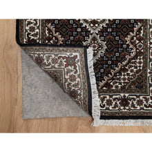 Load image into Gallery viewer, 2&#39;6&quot;x12&#39;2&quot; Phantom Black, Tabriz Mahi With Fish Medallion Design, 175 Kpsi, 100% Wool, Hand Knotted, Runner, Oriental Rug FWR549678