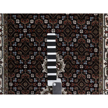Load image into Gallery viewer, 2&#39;6&quot;x12&#39;2&quot; Phantom Black, Tabriz Mahi With Fish Medallion Design, 175 Kpsi, 100% Wool, Hand Knotted, Runner, Oriental Rug FWR549678