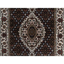 Load image into Gallery viewer, 2&#39;6&quot;x12&#39;2&quot; Phantom Black, Tabriz Mahi With Fish Medallion Design, 175 Kpsi, 100% Wool, Hand Knotted, Runner, Oriental Rug FWR549678