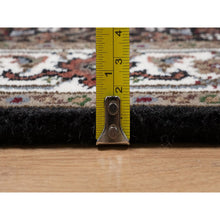 Load image into Gallery viewer, 2&#39;6&quot;x12&#39;2&quot; Phantom Black, Tabriz Mahi With Fish Medallion Design, 175 Kpsi, 100% Wool, Hand Knotted, Runner, Oriental Rug FWR549678