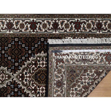 Load image into Gallery viewer, 2&#39;6&quot;x12&#39;2&quot; Phantom Black, Tabriz Mahi With Fish Medallion Design, 175 Kpsi, 100% Wool, Hand Knotted, Runner, Oriental Rug FWR549678
