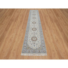 Load image into Gallery viewer, 2&#39;10&quot;x14&#39;6&quot; Alabaster White, Nain with Flower Medallion Design, 250 KPSI, Wool and Silk, Soft Pile, Hand Knotted, XL Runner, Oriental Rug FWR549684