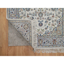 Load image into Gallery viewer, 2&#39;10&quot;x14&#39;6&quot; Alabaster White, Nain with Flower Medallion Design, 250 KPSI, Wool and Silk, Soft Pile, Hand Knotted, XL Runner, Oriental Rug FWR549684