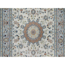 Load image into Gallery viewer, 2&#39;10&quot;x14&#39;6&quot; Alabaster White, Nain with Flower Medallion Design, 250 KPSI, Wool and Silk, Soft Pile, Hand Knotted, XL Runner, Oriental Rug FWR549684