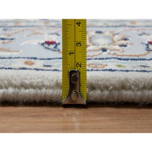 Load image into Gallery viewer, 2&#39;10&quot;x14&#39;6&quot; Alabaster White, Nain with Flower Medallion Design, 250 KPSI, Wool and Silk, Soft Pile, Hand Knotted, XL Runner, Oriental Rug FWR549684