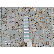 Load image into Gallery viewer, 2&#39;7&quot;x18&#39;5&quot; Slate Blue, Nain with Flower Medallion Design, Wool and Silk, Hand Knotted, 250 KPSI, Soft Pile, XL Runner, Oriental Rug FWR549690