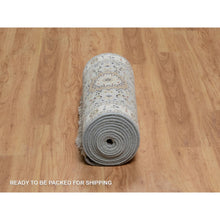 Load image into Gallery viewer, 2&#39;7&quot;x18&#39;5&quot; Slate Blue, Nain with Flower Medallion Design, Wool and Silk, Hand Knotted, 250 KPSI, Soft Pile, XL Runner, Oriental Rug FWR549690