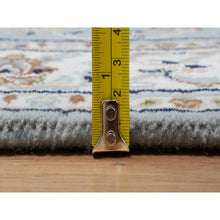 Load image into Gallery viewer, 2&#39;7&quot;x18&#39;5&quot; Slate Blue, Nain with Flower Medallion Design, Wool and Silk, Hand Knotted, 250 KPSI, Soft Pile, XL Runner, Oriental Rug FWR549690