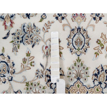 Load image into Gallery viewer, 8&#39;x8&#39; Pearl White, Nain with Flower Medallion Design, 250 KPSI, Soft Pile, Hand Knotted, Wool and Silk, Round, Oriental Rug FWR549702