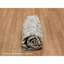 Load image into Gallery viewer, 8&#39;x8&#39; Pearl White, Nain with Flower Medallion Design, 250 KPSI, Soft Pile, Hand Knotted, Wool and Silk, Round, Oriental Rug FWR549702