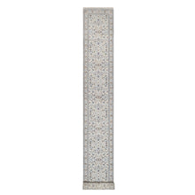 Load image into Gallery viewer, 2&#39;9&quot;x21&#39;8&quot; Pristine White, Nain with All Over Flower Pattern, Wool and Silk, Hand Knotted, Soft Pile, 250 KPSI, XL Runner, Oriental Rug FWR549714