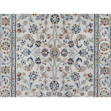 Load image into Gallery viewer, 2&#39;9&quot;x21&#39;8&quot; Pristine White, Nain with All Over Flower Pattern, Wool and Silk, Hand Knotted, Soft Pile, 250 KPSI, XL Runner, Oriental Rug FWR549714