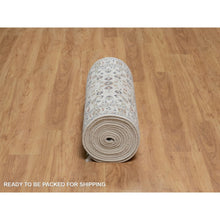 Load image into Gallery viewer, 2&#39;9&quot;x21&#39;8&quot; Pristine White, Nain with All Over Flower Pattern, Wool and Silk, Hand Knotted, Soft Pile, 250 KPSI, XL Runner, Oriental Rug FWR549714