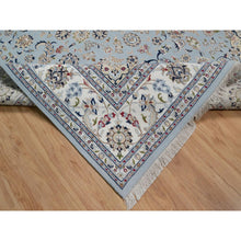 Load image into Gallery viewer, 8&#39;9&quot;x12&#39; Light Blue, Nain with Flower Medallion Design, 250 KPSI, Wool and Silk, Hand Knotted, Soft Pile, Oriental Rug FWR549726
