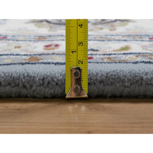 8'9"x12' Light Blue, Nain with Flower Medallion Design, 250 KPSI, Wool and Silk, Hand Knotted, Soft Pile, Oriental Rug FWR549726