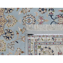 Load image into Gallery viewer, 8&#39;9&quot;x12&#39; Light Blue, Nain with Flower Medallion Design, 250 KPSI, Wool and Silk, Hand Knotted, Soft Pile, Oriental Rug FWR549726