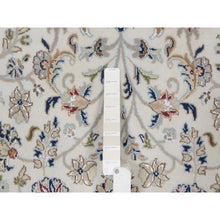 Load image into Gallery viewer, 7&#39;9&quot;x7&#39;9&quot; Pristine White, Wool and Silk, Nain with All Over Flower Design, Soft Pile, 250 KPSI, Hand Knotted, Round, Oriental Rug FWR549732
