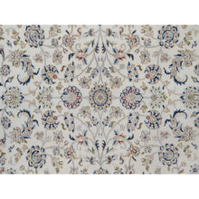 Load image into Gallery viewer, 7&#39;9&quot;x7&#39;9&quot; Pristine White, Wool and Silk, Nain with All Over Flower Design, Soft Pile, 250 KPSI, Hand Knotted, Round, Oriental Rug FWR549732