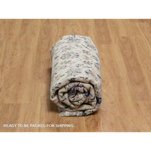 Load image into Gallery viewer, 7&#39;9&quot;x7&#39;9&quot; Pristine White, Wool and Silk, Nain with All Over Flower Design, Soft Pile, 250 KPSI, Hand Knotted, Round, Oriental Rug FWR549732