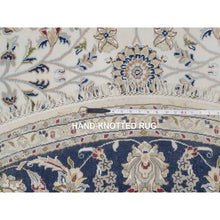 Load image into Gallery viewer, 7&#39;9&quot;x7&#39;9&quot; Pristine White, Wool And Silk, Nain With All Over Flower Design, Soft Pile, 250 Kpsi, Hand Knotted, Round, Oriental Rug FWR549732