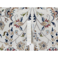 Load image into Gallery viewer, 9&#39;10&quot;x9&#39;10&quot; Daisy White, Nain with All Over Flower Pattern, Wool and Silk, 250 KPSI, Hand Knotted, Soft Pile, Round, Oriental Rug FWR549738