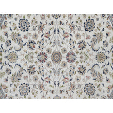 Load image into Gallery viewer, 9&#39;10&quot;x9&#39;10&quot; Daisy White, Nain With All Over Flower Pattern, Wool And Silk, 250 Kpsi, Hand Knotted, Soft Pile, Round, Oriental Rug FWR549738