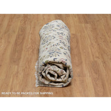 Load image into Gallery viewer, 9&#39;10&quot;x9&#39;10&quot; Daisy White, Nain With All Over Flower Pattern, Wool And Silk, 250 Kpsi, Hand Knotted, Soft Pile, Round, Oriental Rug FWR549738
