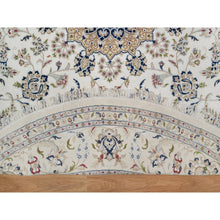 Load image into Gallery viewer, 9&#39;10&quot;x9&#39;10&quot; Daisy White, Nain with Flower Medallion Design, Hand Knotted, Wool and Silk, 250 KPSI, Soft Pile, Round, Oriental Rug FWR549744