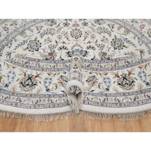 Load image into Gallery viewer, 9&#39;10&quot;x9&#39;10&quot; Daisy White, Nain with Flower Medallion Design, Hand Knotted, Wool and Silk, 250 KPSI, Soft Pile, Round, Oriental Rug FWR549744
