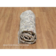 Load image into Gallery viewer, 9&#39;10&quot;x9&#39;10&quot; Daisy White, Nain with Flower Medallion Design, Hand Knotted, Wool and Silk, 250 KPSI, Soft Pile, Round, Oriental Rug FWR549744