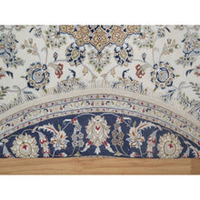 Load image into Gallery viewer, 8&#39;2&quot;x8&#39;2&quot; Winter White, Nain with Flower Medallion Design, 250 KPSI, Soft Pile, Wool and Silk, Hand Knotted, Round, Oriental Rug FWR549750