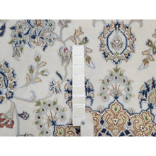 Load image into Gallery viewer, 8&#39;2&quot;x8&#39;2&quot; Winter White, Nain with Flower Medallion Design, 250 KPSI, Soft Pile, Wool and Silk, Hand Knotted, Round, Oriental Rug FWR549750
