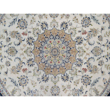 Load image into Gallery viewer, 8&#39;2&quot;x8&#39;2&quot; Winter White, Nain with Flower Medallion Design, 250 KPSI, Soft Pile, Wool and Silk, Hand Knotted, Round, Oriental Rug FWR549750