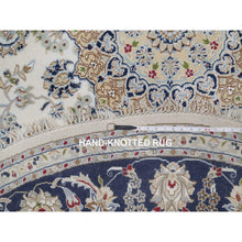 Load image into Gallery viewer, 8&#39;2&quot;x8&#39;2&quot; Winter White, Nain with Flower Medallion Design, 250 KPSI, Soft Pile, Wool and Silk, Hand Knotted, Round, Oriental Rug FWR549750