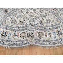Load image into Gallery viewer, 7&#39;10&quot;x7&#39;10&quot; Vista White, Nain with All Over Floral Pattern, Wool and Silk, Hand Knotted, Soft Pile, 250 KPSI, Round, Oriental Rug FWR549756