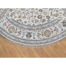 Load image into Gallery viewer, 7&#39;10&quot;x7&#39;10&quot; Vista White, Nain with All Over Floral Pattern, Wool and Silk, Hand Knotted, Soft Pile, 250 KPSI, Round, Oriental Rug FWR549756