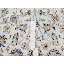 Load image into Gallery viewer, 7&#39;10&quot;x7&#39;10&quot; Vista White, Nain with All Over Floral Pattern, Wool and Silk, Hand Knotted, Soft Pile, 250 KPSI, Round, Oriental Rug FWR549756